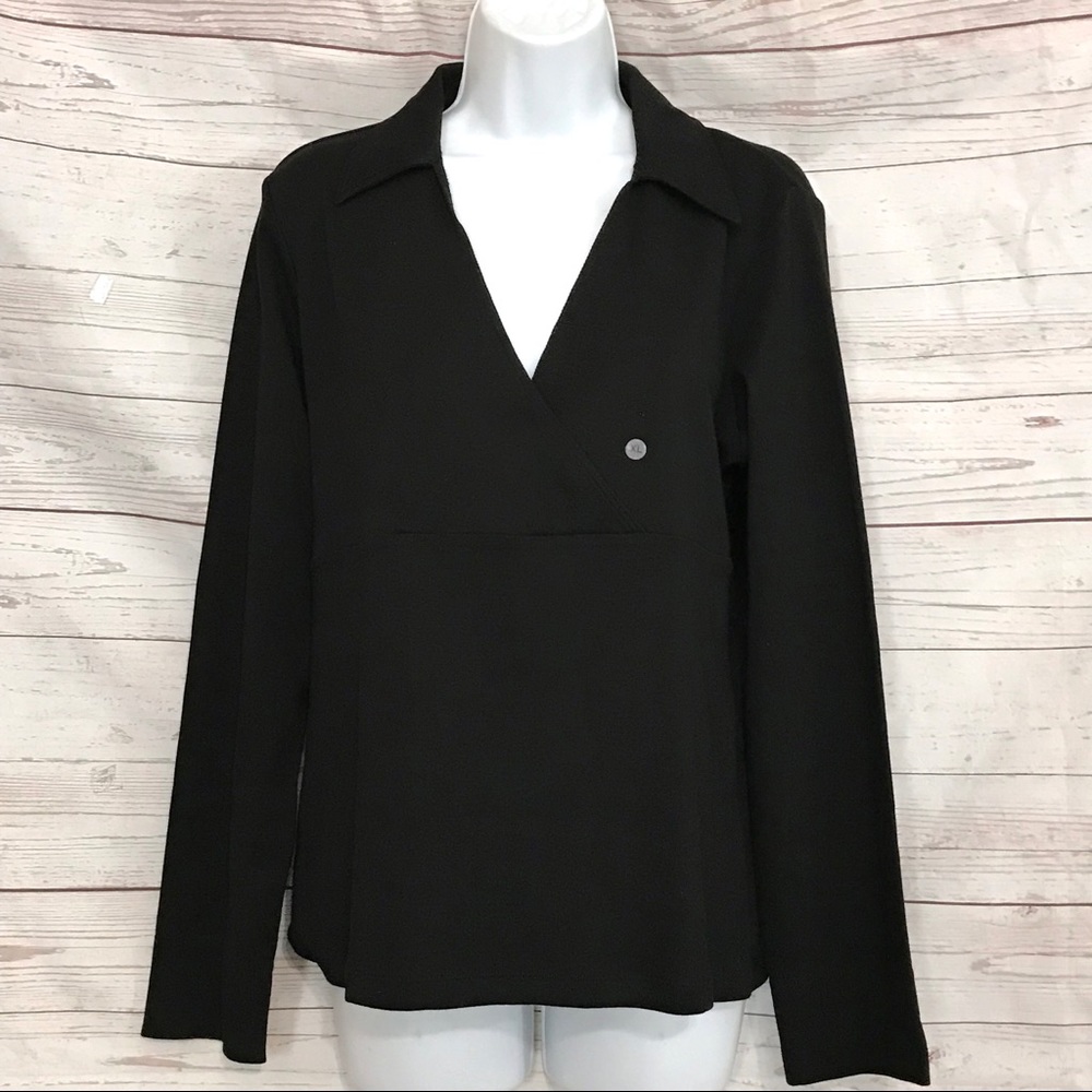 Ann Taylor LOFT Top Crossed Empire Waist V-Neck LS